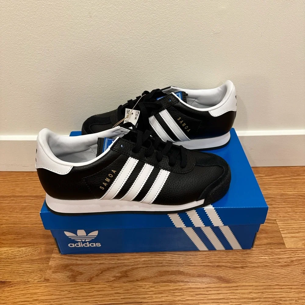 NIB Adidas Samoa Sneakers, Black/White, Men’s 7 - Picture 3 of 16